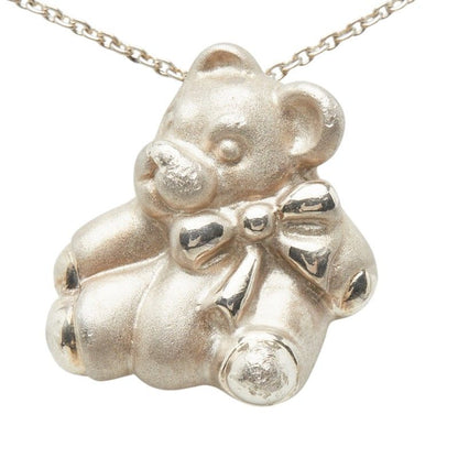 Tiffany & Co Bear Teddy Pendant Necklace Silver