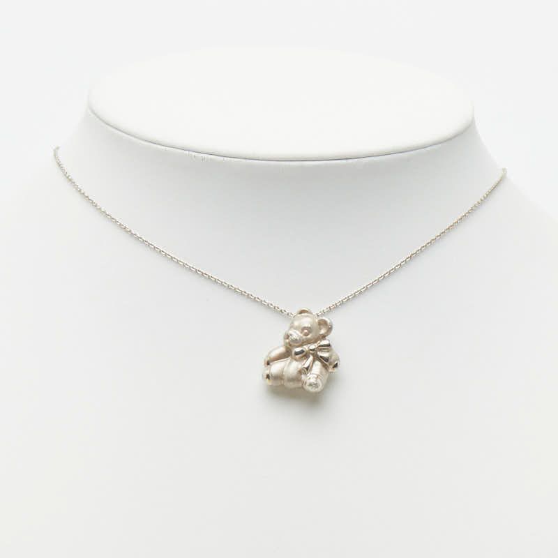 Tiffany & Co Bear Teddy Pendant Necklace Silver
