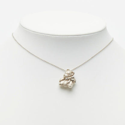 Tiffany & Co Bear Teddy Pendant Necklace Silver
