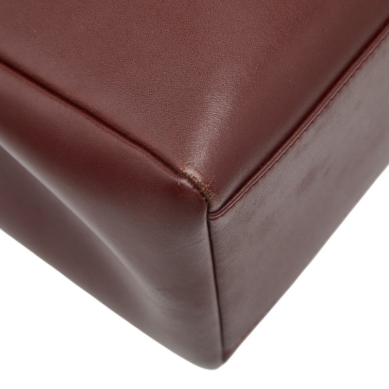 Cartier Must Line Turnlock Crossbody Shoulder Bag Wine Red Gold Leather
