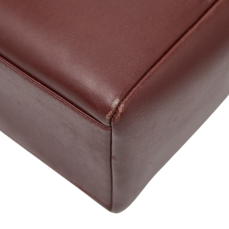 Cartier Must Line Turnlock Crossbody Shoulder Bag Wine Red Gold Leather