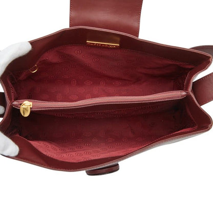 Cartier Must Line Turnlock Crossbody Shoulder Bag Wine Red Gold Leather