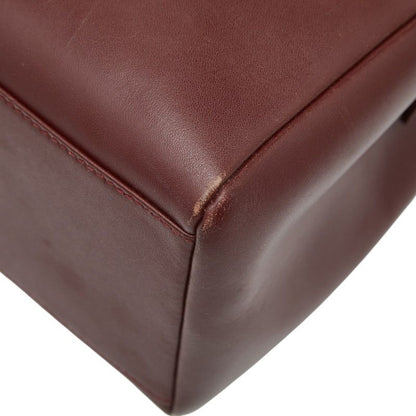Cartier Must Line Turnlock Crossbody Shoulder Bag Wine Red Gold Leather