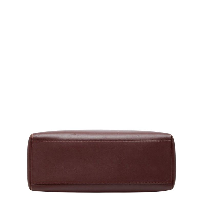 Cartier Must Line Turnlock Crossbody Shoulder Bag Wine Red Gold Leather