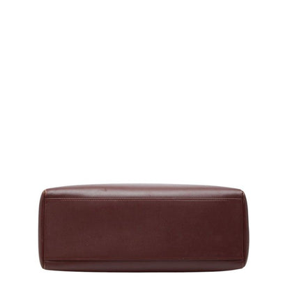 Cartier Must Line Turnlock Crossbody Shoulder Bag Wine Red Gold Leather