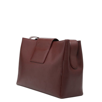 Cartier Must Line Turnlock Crossbody Shoulder Bag Wine Red Gold Leather