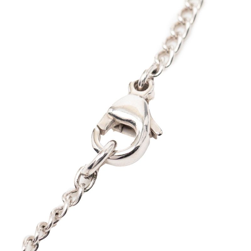 Chanel CC Logo Christmas Tree Motif Necklace Silver White Metal