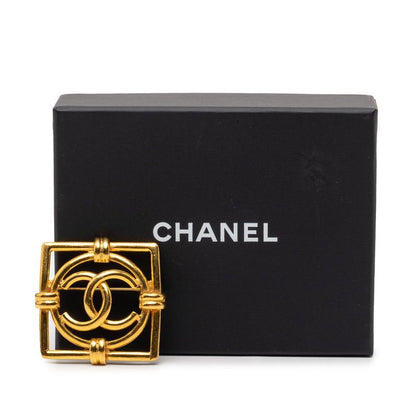 Chanel Vintage CC Logo Square Brooch Gold Plated