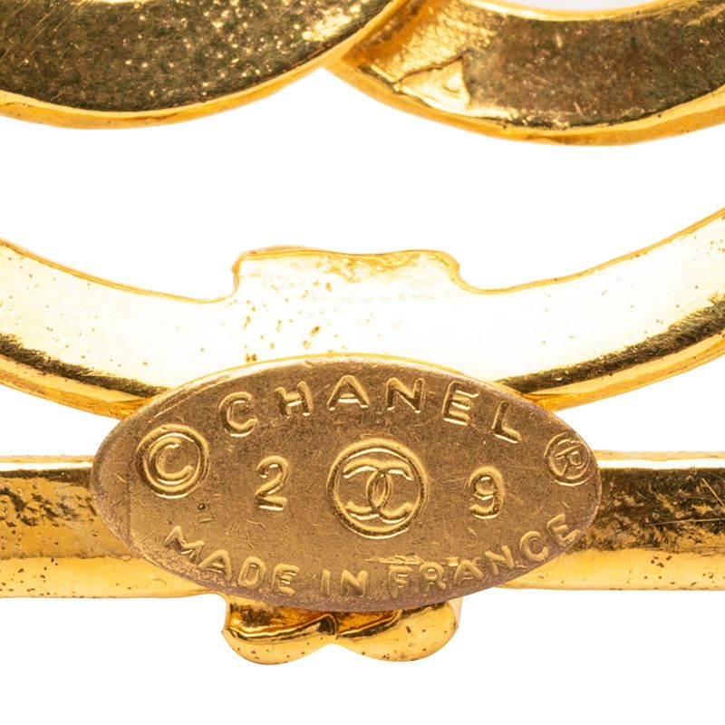 Chanel Vintage CC Logo Square Brooch Gold Plated