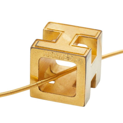 Hermes Cage Ash Cube Necklace Gold Beige Plated