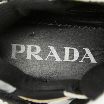 Prada Pegasus High Cut Sneakers Platform Black White Silver Rubber Nylon
