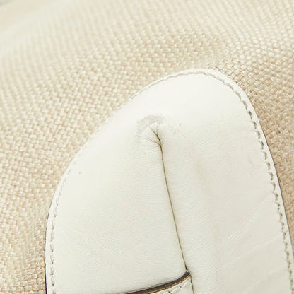 Gucci Craft Tote Shoulder Bag White Beige Canvas Leather