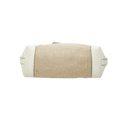 Gucci Craft Tote Shoulder Bag White Beige Canvas Leather