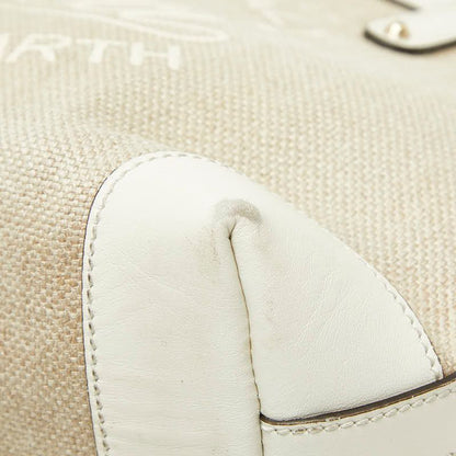 Gucci Craft Tote Shoulder Bag White Beige Canvas Leather
