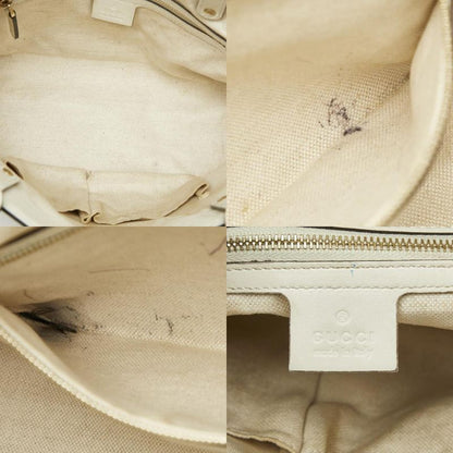 Gucci Craft Tote Shoulder Bag White Beige Canvas Leather