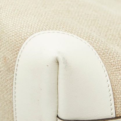 Gucci Craft Tote Shoulder Bag White Beige Canvas Leather