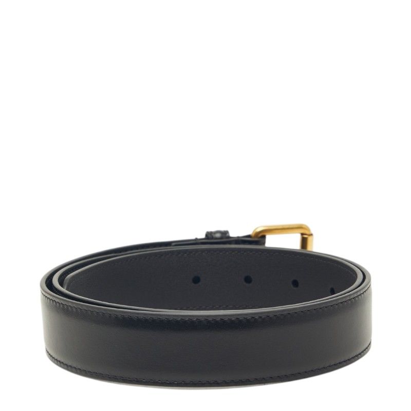 Gucci Plain Belt 85 34 Black Gold Calf