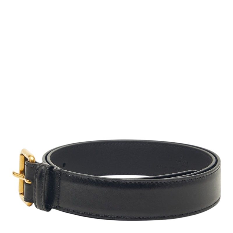 Gucci Plain Belt 85 34 Black Gold Calf