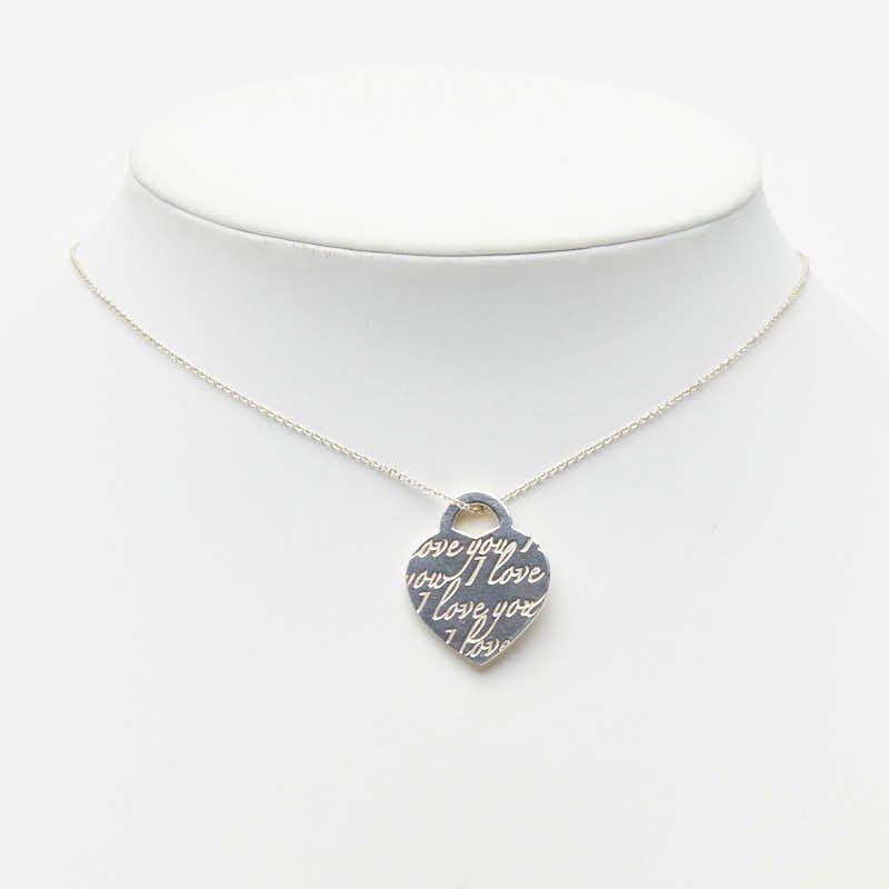 Tiffany & Co Notes Heart Tag Pendant Necklace Silver