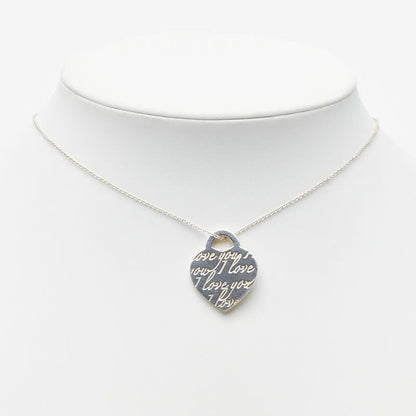 Tiffany & Co Notes Heart Tag Pendant Necklace Silver
