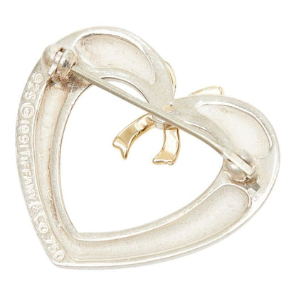 Tiffany & Co Heart Ribbon Brooch Silver 18k Gold