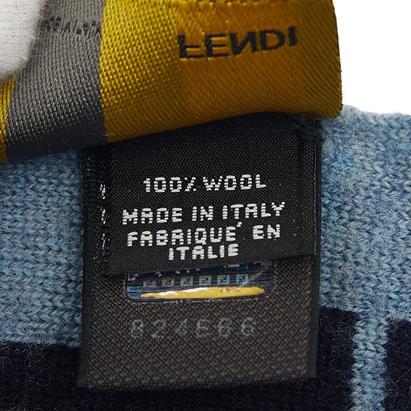 Fendi Zucca Fflogo Scarf Navy Wool