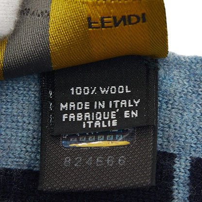 Fendi Zucca Fflogo Scarf Navy Wool