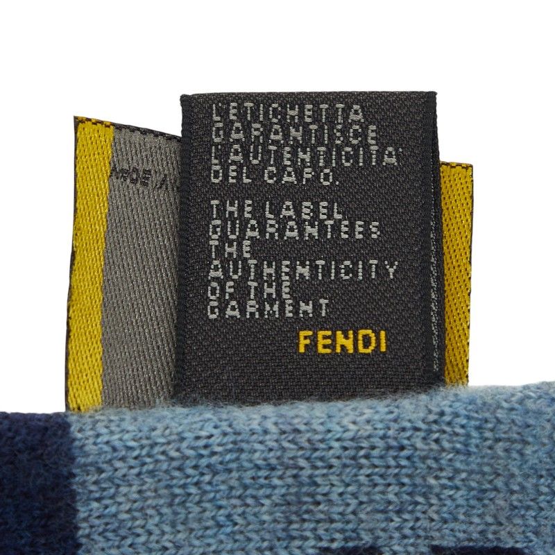 Fendi Zucca Fflogo Scarf Navy Wool