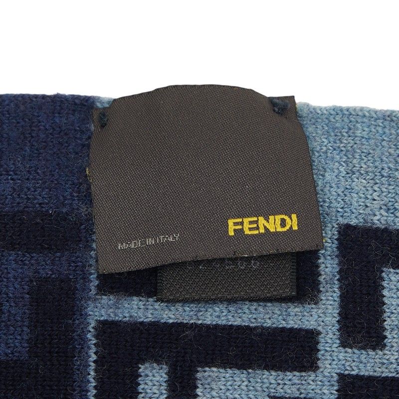 Fendi Zucca Fflogo Scarf Navy Wool