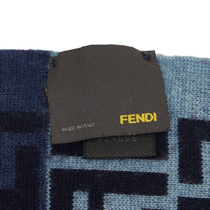 Fendi Zucca Fflogo Scarf Navy Wool