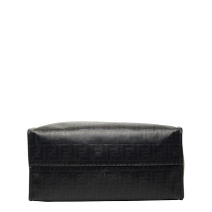 Fendi Mania Zucca Fila Collaboration Tote Black Leather Wool
