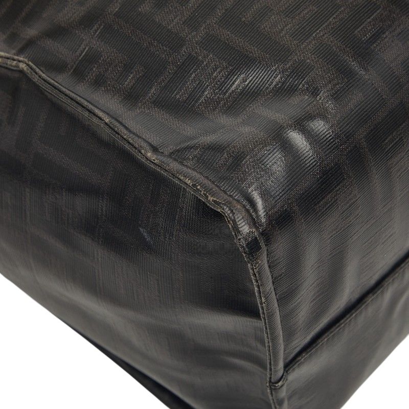 Fendi Mania Zucca Fila Collaboration Tote Black Leather Wool