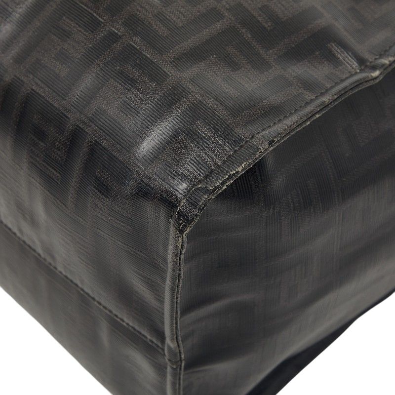 Fendi Mania Zucca Fila Collaboration Tote Black Leather Wool