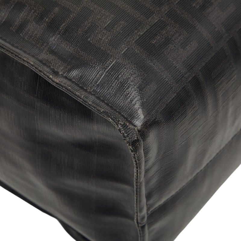 Fendi Mania Zucca Fila Collaboration Tote Black Leather Wool