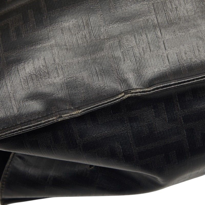 Fendi Mania Zucca Fila Collaboration Tote Black Leather Wool