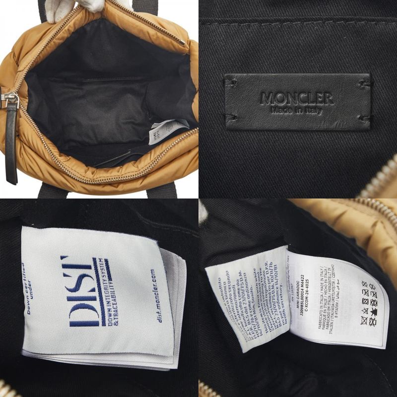 Moncler Mini Caradoc Crossbody Shoulder Bag 2-Way Beige Nylon Leather