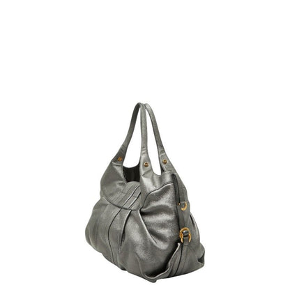Bvlgari Chandra Handbag Gray Leather