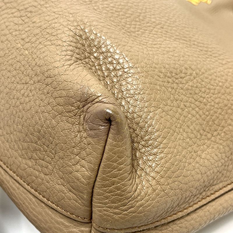Prada Tote Logo Nylon Leather Beige
