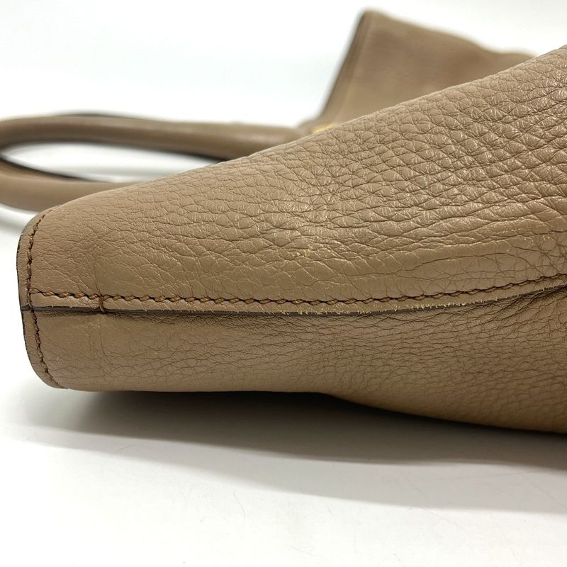 Prada Tote Logo Nylon Leather Beige