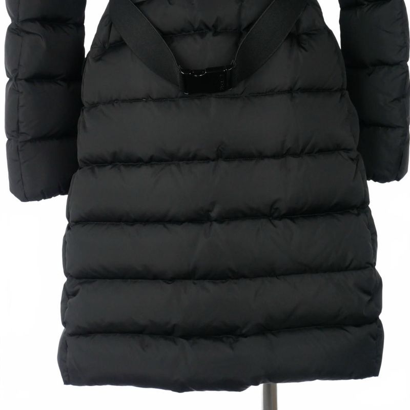 Moncler Down Coat Long Genevrier Nylon 00 Black