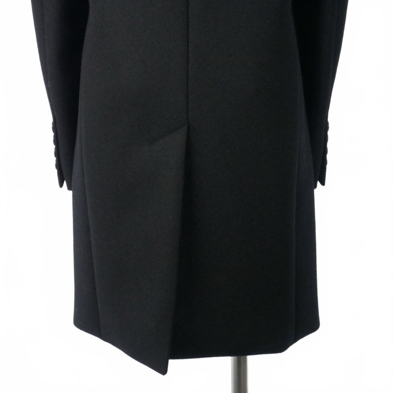 Saint Laurent Paris Wool Long Coat Fabric 34 Black