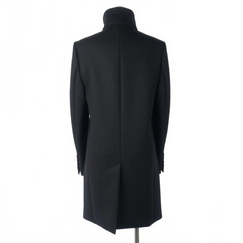 Saint Laurent Paris Wool Long Coat Fabric 34 Black