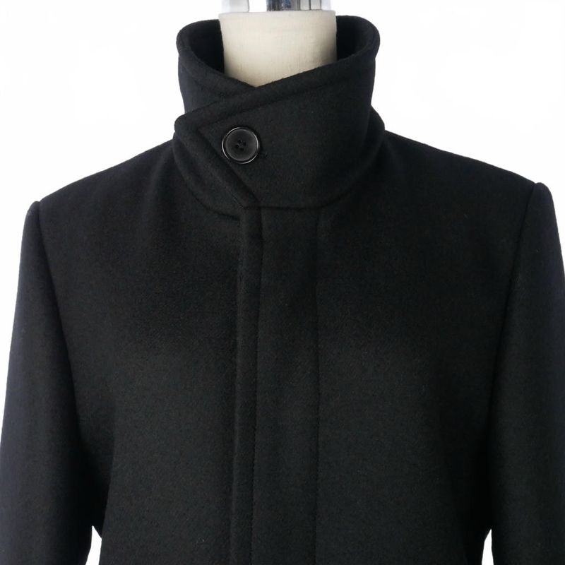 Saint Laurent Paris Wool Long Coat Fabric 34 Black