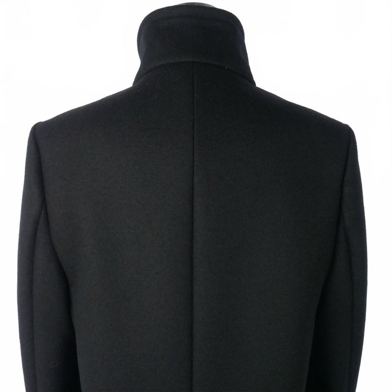 Saint Laurent Paris Wool Long Coat Fabric 34 Black