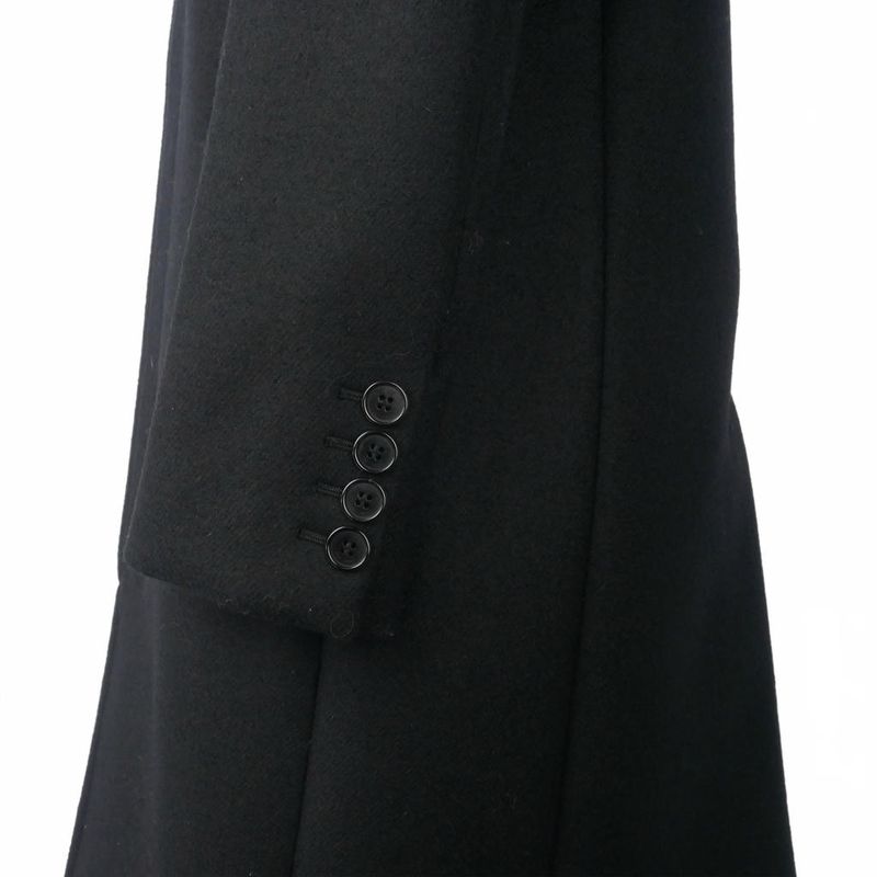 Saint Laurent Paris Wool Long Coat Fabric 34 Black