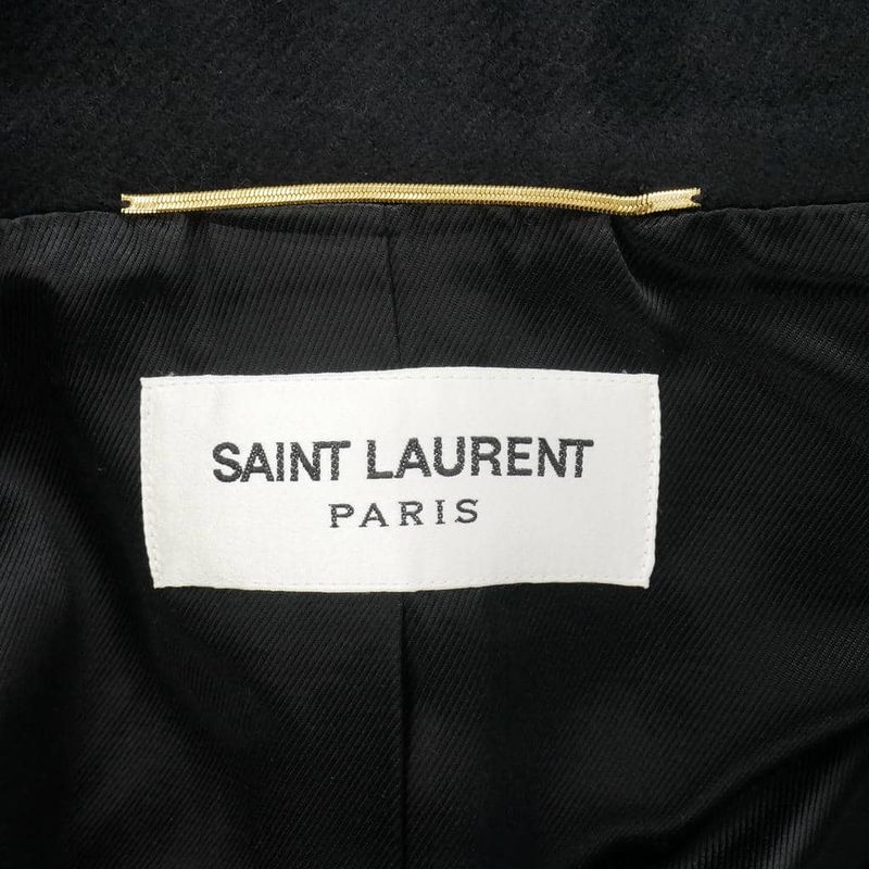 Saint Laurent Paris Wool Long Coat Fabric 34 Black