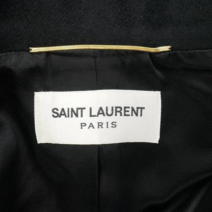 Saint Laurent Paris Wool Long Coat Fabric 34 Black