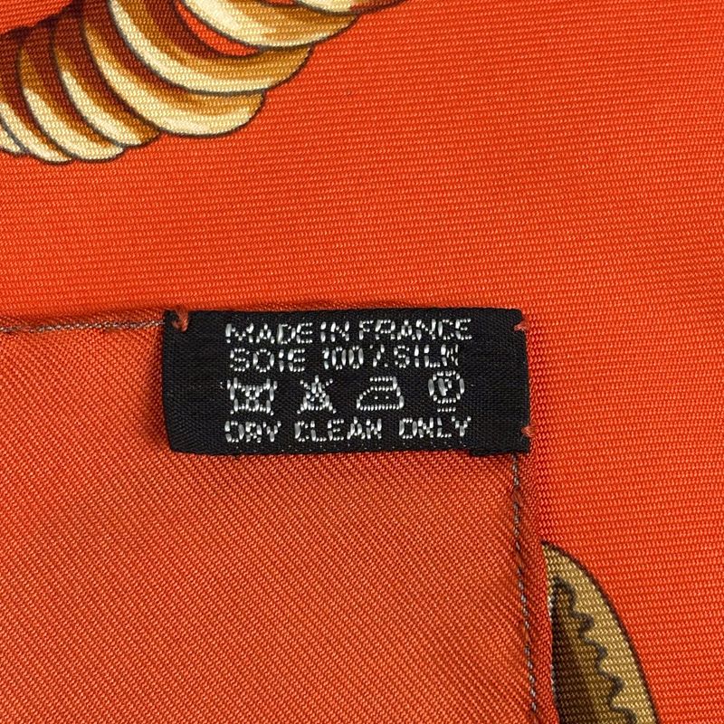 Hermes Carre 90 Alliances du Monde Rings of the World Scarf Silk Orange Brown