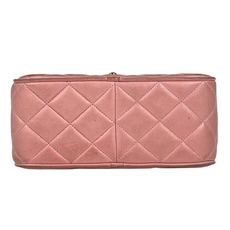 Chanel CC Logo Chain Shoulder Bag Fringe Leather Pink