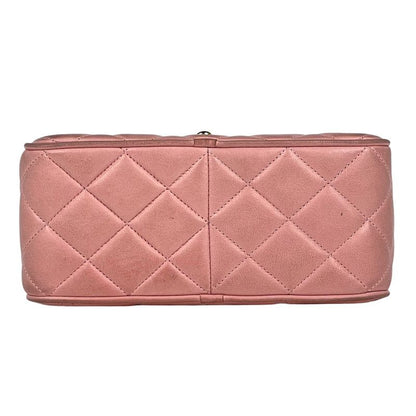 Chanel CC Logo Chain Shoulder Bag Fringe Leather Pink